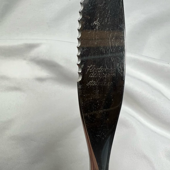 Set Of 5 Vintage Fleetwood Designs Stainless Steak Knives Teak Wood Handles - Picture 5 of 6